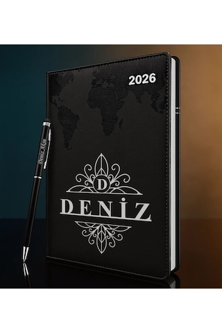 Bk Gift Kişiye Özel İsimli Termo Sert Kapak 2026 Siyah Ajanda & Kalem -14, Öğretmenler Günü Hediyesi, Yeni İş Hediyesi 35347 Bk Gift Renkli