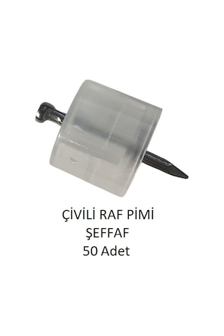 Çivili Raf Pimi Şeffaf 50 Adet Şeffaf