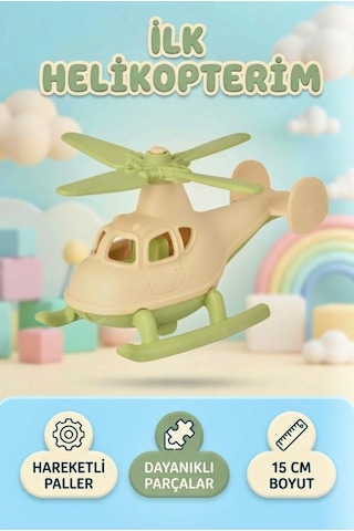 TıfılToys İlk Helikopterim Güvenli Eğitici Beyaz 15 Cm Eğlenceli Oyuncak Helikopter