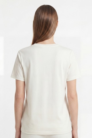 Goffra Kadın Vision V Yaka Premium Kalite Yoğun Dokulu Pamuklu T-shirt Krem W102-r0220-02