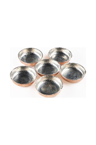 Dmt Copper Gaziantep Dövme Bakır Çerezlik Seti Kahvaltılık Kuruyemiş Reçel 6 'lı Set 10cm X 3cm Bakır