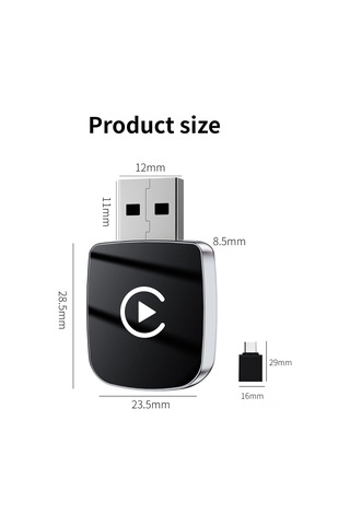 Maiyame 2025 Güncellenmiş Kablosuz Araç Bağlantı Adaptörü - Apple Carplay & Android Auto Desteği, Bluetooth 5.0/wifi, Usb/type-c, İphone İos 10+ Uyumlu