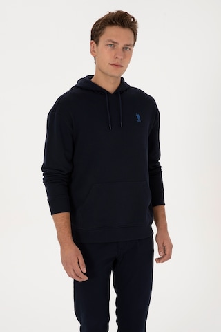 U.S. Polo Assn. Erkek Comfort Fit Kapüşonlu Lacivert Basic Sweatshirt 50313746-VR033