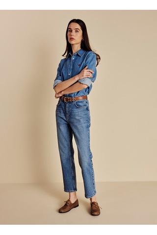 Brooks Brothers Mavi Kadın Pamuklu Denim Pantolon Boot Cut Denim Pantolon