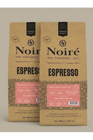 2'li Set Noire Signature Espresso Blend 1 1 Kg Çekirdek Kahve %100 Arabica Yüksek Crema Yoğun Aroma