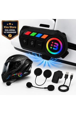 B06a Bluetooth 6.0 Rgb Işıklı Motosiklet Kask Kulaklığı 1000 Mah Batarya, 20 Saat Kullanım, Ip65 Koruma