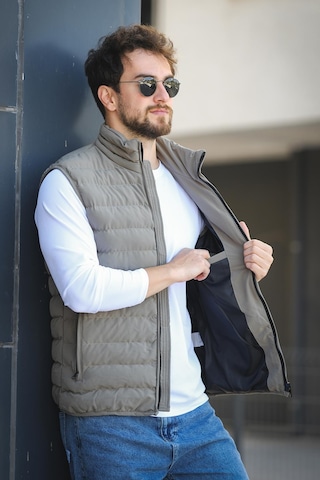 Doxfa Suya Dayanıklı Cepli Fermuar Detaylı Dik Yaka Erkek Şişme Yelek Yeşil