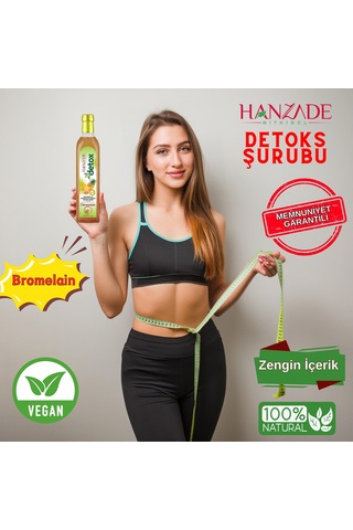 Hanzade Bitkisel Ananaslı Sandaloz Sakızlı Detox Şurubu Bromelain 475 ML