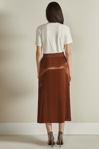 Evaze Kahverengi Dokuma Etek Kahverengi