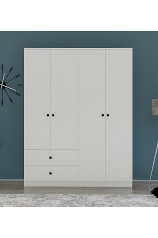 Metalia Metalia Gm 077 Novado Düğme Kulplu 4 Kapı 2 Çekmeceli Gardırop
