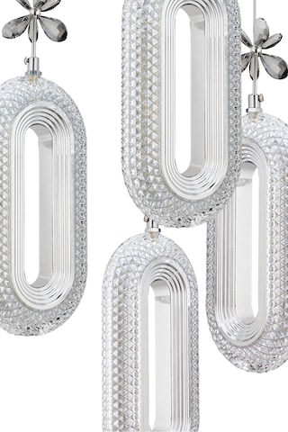 Alfa 4'lü Gümüş 3 Renk Ledli Kristal Taşlı Modern Led Avize Krom