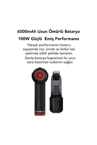 Katlanabilir Araç İçi Süpürge Kablosuz Göstergeli 20.000 Pa Yedek Filtre Çantalı Çekim&üfleme 2in1