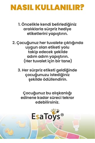 Tuvalet Eğitimi Sticker Panosu 60'lı Set 2-3 Yaş Eğitici Ödül Tablosu