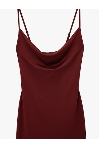 Koton Slim Fit Degaje Yaka İnce Askılı Mini Elbise Bordo 6sak80058ek Bordo