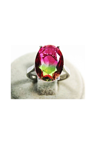 Gümüş Oval Turmalin Taşlı Kadın Yüzük