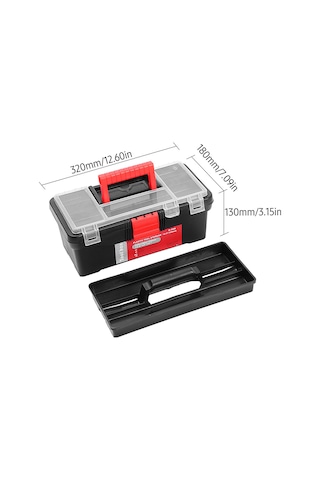 Suofeng 12,5 İnç Şeffaf Kapaklı Taşınabilir Plastik Alet Çantası - Bölmeli Ve Tepsili Pratik Ev Alet Saklama Kutusu