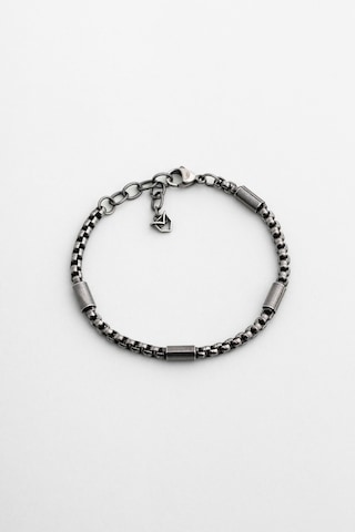 Zincir Detaylı Çelik 21 Cm Erkek Bileklik Gri