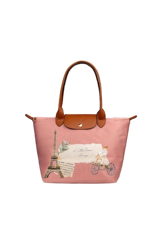 Dogo Kadın Vegan Pembe Large El Çantası - A Little Paris Always Tasarım Multicolor
