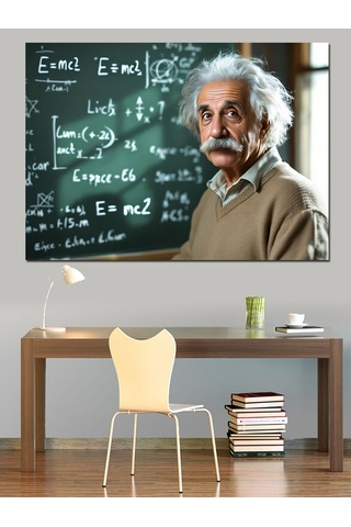 Bilim İnsanı Albert Einstein Dekoratif Kanvas - Mdf Ahşap Tablo