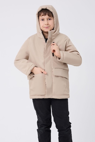 Spor Erkek Spor Çocuk Kürklü Su Ve Rüzgar Geçirmez Kapüşonlu 3 Cep Mont & Kaban & Parka Taş