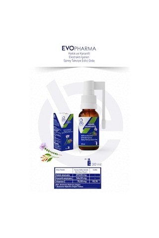 Evo Pharma Kekik ve Karanfil Ekstraktı İçeren Sprey Takviye Edici Gıda 30 ML