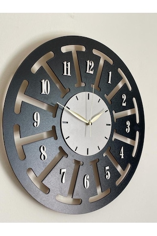 Ümra Lazer Lazer Kesim Dekoratif Duvar Saati 40x40 Cm Umrasaat8 Siyah