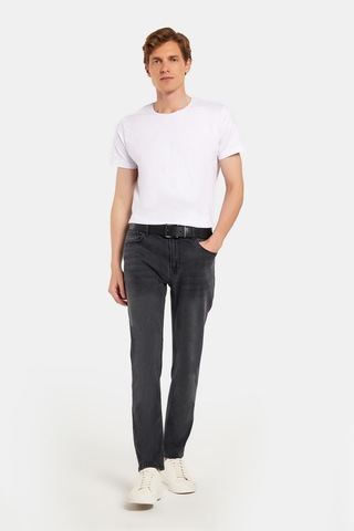 Tudors Erkek Normal Kesim Denim Yıkamalı Düz Paça Gri Jean Kot Pantolon-34098 Gri