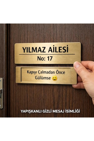 Kişiye Özel Aile Kapı İsimliği Gizli Mesajlı Yapışkanlı Metal