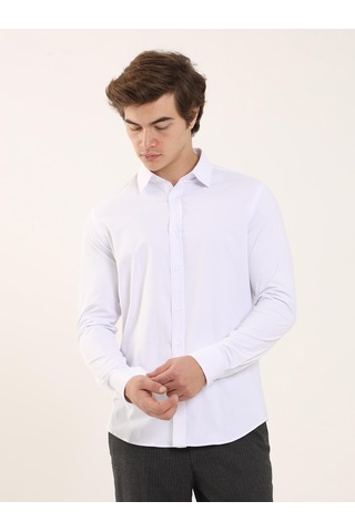 Dufy Beyaz Erkek Slim Fit Klasik Yaka Uzun Kol Gömlek - 88164 Beyaz
