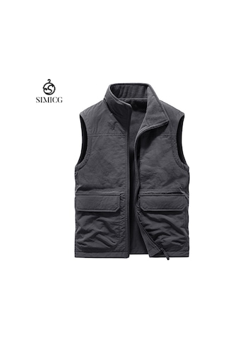 Erkekler İçin Sonbahar Ve Kış Dış Mekan Yeleği Günlük Yelek Gri