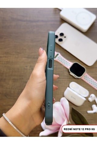 Redmi Note 12 Pro 5g Uyumlu Kamera Korumalı Darbeye Dayanıklı Renk Atmayan Keep Silikon Kılıf Haki