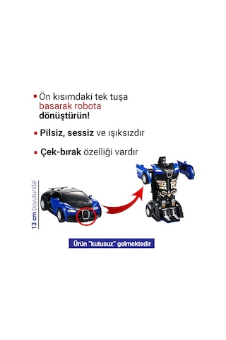 Robot Çek Bırak Araba 1:32 Kendinden Robota Dönüşebilen Araba - Çek Bırak Robota Dönüşen Araba No Color