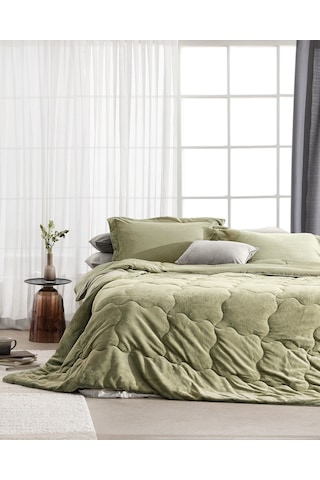 Madame Coco Kaira Çift Kişilik Comforter Set - Haki Çok Renkli