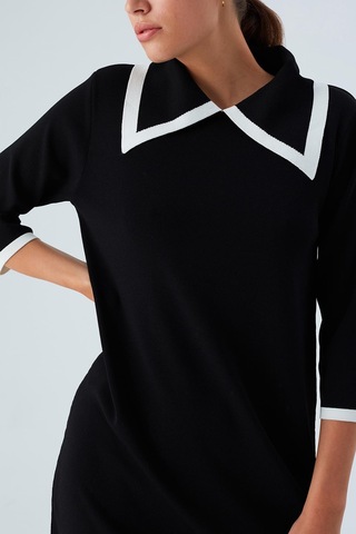 Peraluna Grace Dress Rahat Kesim A Form Rayon Kadın Triko Elbise Siyah