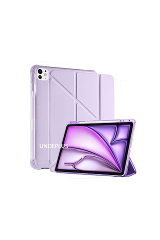 Apple Uyumlu iPad Pro 12.9 6.nesil /5.nesil 2021 2022 Kılıf Kalem Bölmeli Trifolding Case Kılıf