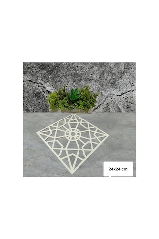 Dekoratif Mobilya Kare Süs Beyaz 24x24 Cm Karışık