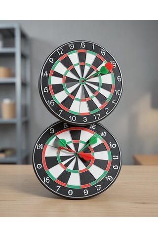 Ahşap Dart Tahtası 12 İnç 4 Adet Metal İğne Uçlu Ok