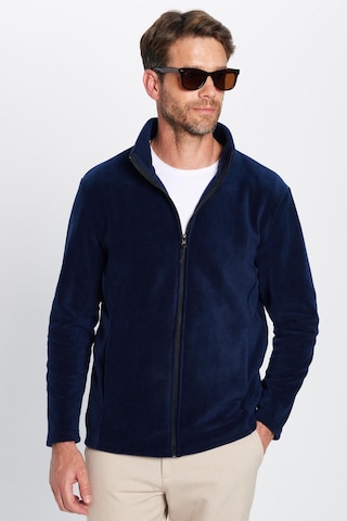 Tudors Unisex Lacivert Anti-pilling Tüylenme Yapmayan Standart Fit Tam Fermuarlı Soğuk Geçirmez Polar Hırka-32473 Lacivert