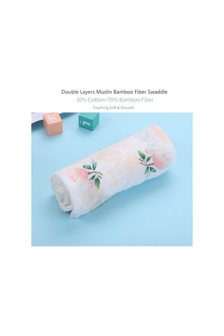 Moveevo Insular Bambu Elyaf Bebek Gazlı Bez Kundak Yumuşak Nefes Alabilen Bebek Emzirme Battaniyesi 130 110cm Gül Beyaz