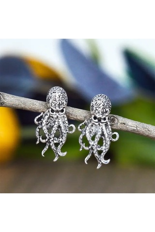 Kadınlar İçin Retro Ahtapot Küpeler - Şık Ve Abartılı Hayvan Küpeleri - Antik Altın