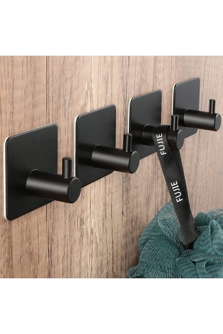 Zift Unique 2 Adet Paslanmaz Çelik Siyah Banyo/Bornoz/Havlu Askısı Siyah