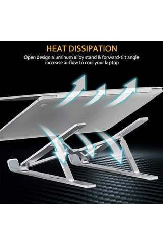 Monyee Alüminyum Notebook Standi Siyah - 6 Seviye Yükseklik Ayarı, Isı Dağıtımı, Taşınabilir Bilgisayar Müstakil Tutucu