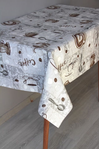 Elyaf Silinebilir Pvc Muşamba Masa Örtüsü 1261-2coffeyeni Gri