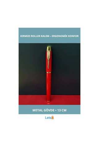 Metal Kırmızı Roller Kalem Şık Ergonomik Tasarım 13 Cm Çok Renkli