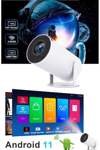 1280 720p Akıllı Wıfı Projektörü Taşınabilir Bluetooth Tv Ev Sineması Hdmı Android Mini Projektör,