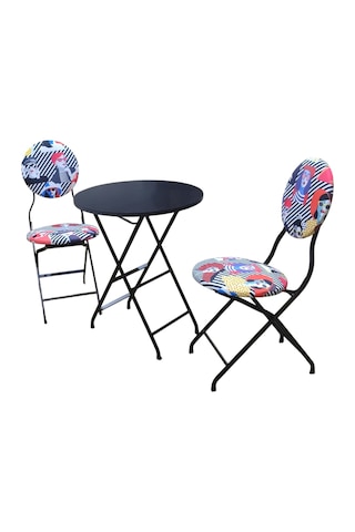 Katlanabilir Soyut Kadın Metal Masa Ve Sandalye Takımı - 2 Sandal