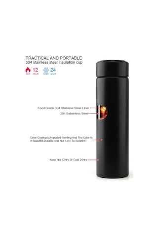 Tohana Led Dereceli Termos Matara 500Ml Siyah Thn-75251