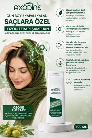 Axodine Gün Boyu Kapalı Kalan Saçlara Özel Ozon Terapi Şampuan 300 ML