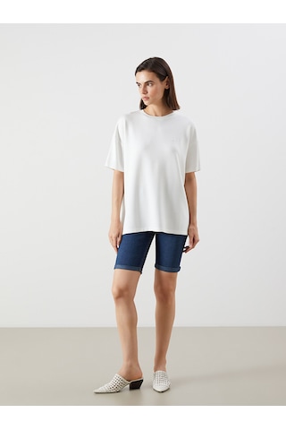 Lcw Vision Beyaz Oversize Soft Touch Kadın Tişört