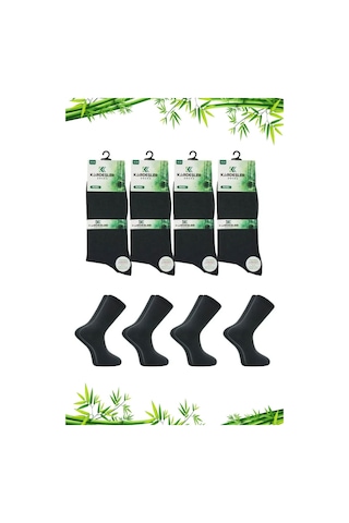 Kardeşler Çorap Erkek Bambu Soket Uzun Düz Füme Çorap Dikişsiz 4'lü Paket Füme - 584877611 Füme